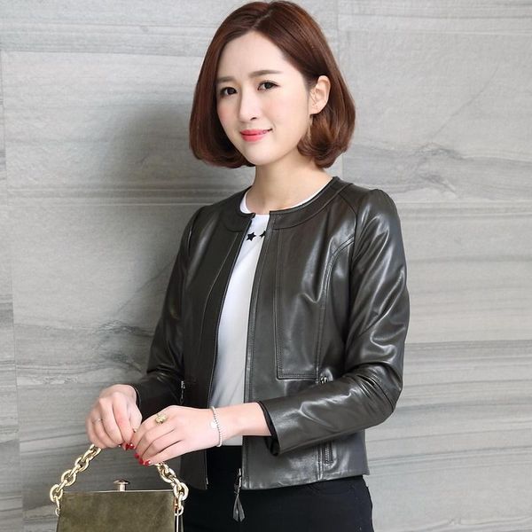 women's leather & faux genuine jackets female short motorcycle jacket natural sheepskin coats spring clothes lwl255552, Black
women's leather & faux genuine jackets female short motorcycle jacket natural sheepskin coats spring clothes lwl255552, Black