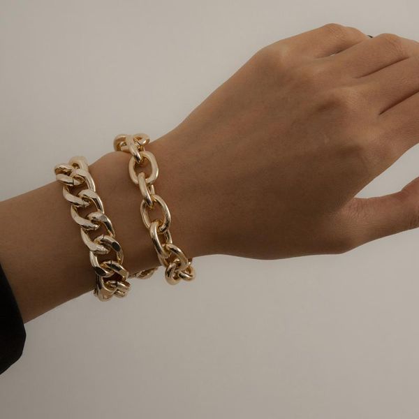 charm bracelets 2pcs/set fashion women trendy jewelry simply chunky chain bracelet set punk style ins, Golden;silver
charm bracelets 2pcs/set fashion women trendy jewelry simply chunky chain bracelet set punk style ins, Golden;silver