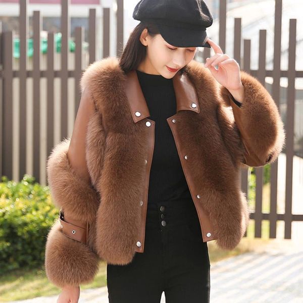 women's fur & faux real leather jacket coats 2021 winter fashion outerwear thick warm lady s79321, Black
women's fur & faux real leather jacket coats 2021 winter fashion outerwear thick warm lady s79321, Black