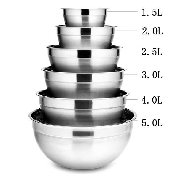 bowls 6pcs stainless steel set 1.5-5l capacity nesting mixing bowl kitchen cooking salad storage container
bowls 6pcs stainless steel set 1.5-5l capacity nesting mixing bowl kitchen cooking salad storage container