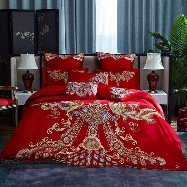 bedding sets luxury chinese wedding style 100% cotton 4/6/9pcs set classic long phoenix embroidery duvet cover bed sheet pillowcases
bedding sets luxury chinese wedding style 100% cotton 4/6/9pcs set classic long phoenix embroidery duvet cover bed sheet pillowcases