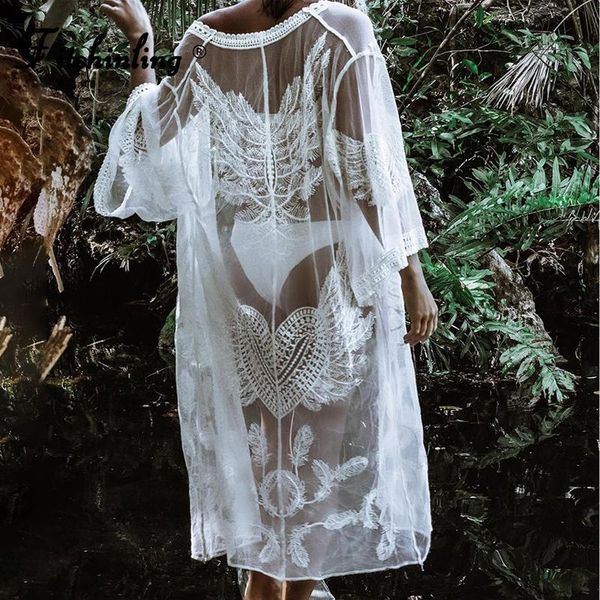 women's swimwear fitshinling bohemian lace beach bikini cover up transparent summer long cardigan holiday white swimsuit outing, White;black
women's swimwear fitshinling bohemian lace beach bikini cover up transparent summer long cardigan holiday white swimsuit outing, White;black