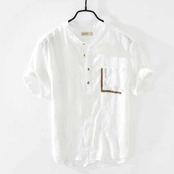 men's casual shirts pure linen short sleeve shirt for men summer japanese fashion male solid white vintage slim fit pullover, White;black
men's casual shirts pure linen short sleeve shirt for men summer japanese fashion male solid white vintage slim fit pullover, White;black