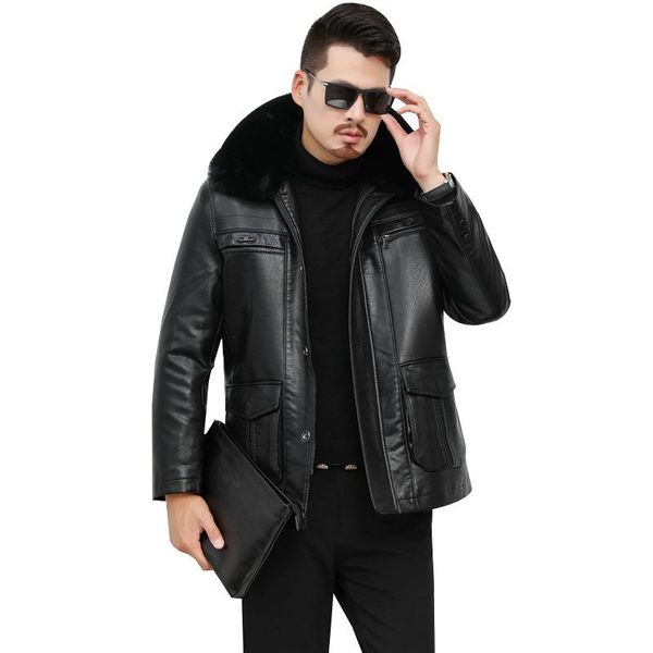 men's fur & faux aksr 2021 leather jacket thick plush casual plus size warm winter pu coat men collar zipper, Black
men's fur & faux aksr 2021 leather jacket thick plush casual plus size warm winter pu coat men collar zipper, Black