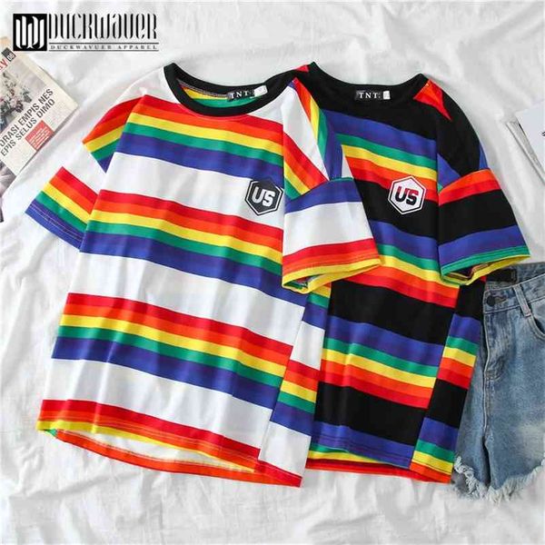 duckwaver summer rainbow striped women t-shirt geometirc o neck short sleeve female casual sweet basic tee tshirt 210401, White
duckwaver summer rainbow striped women t-shirt geometirc o neck short sleeve female casual sweet basic tee tshirt 210401, White