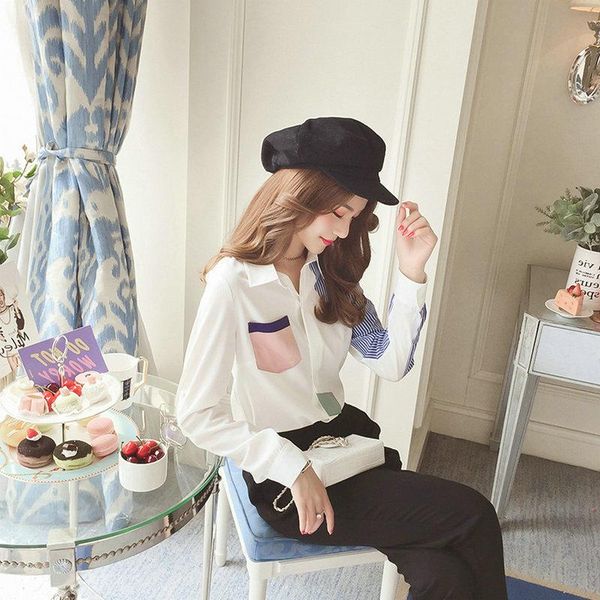 women and blouse 2021 spring fashion lady shirt turn down collar long sleeve striped pattern office 2614 50 women's blouses & shirts, White
women and blouse 2021 spring fashion lady shirt turn down collar long sleeve striped pattern office 2614 50 women's blouses & shirts, White