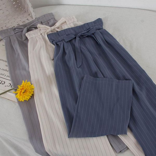 women's pants & capris 2021 fashion high-waist wide-leg trousers striped casual student vintage, Black;white
women's pants & capris 2021 fashion high-waist wide-leg trousers striped casual student vintage, Black;white