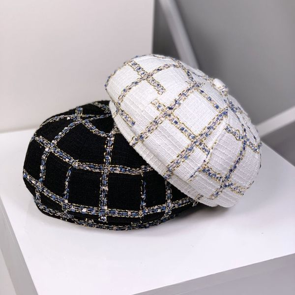 net red small fragrance lattice octagonal beret women's fashion autumn and winter british painter's versatile pumpkin hat, Yellow
net red small fragrance lattice octagonal beret women's fashion autumn and winter british painter's versatile pumpkin hat, Yellow