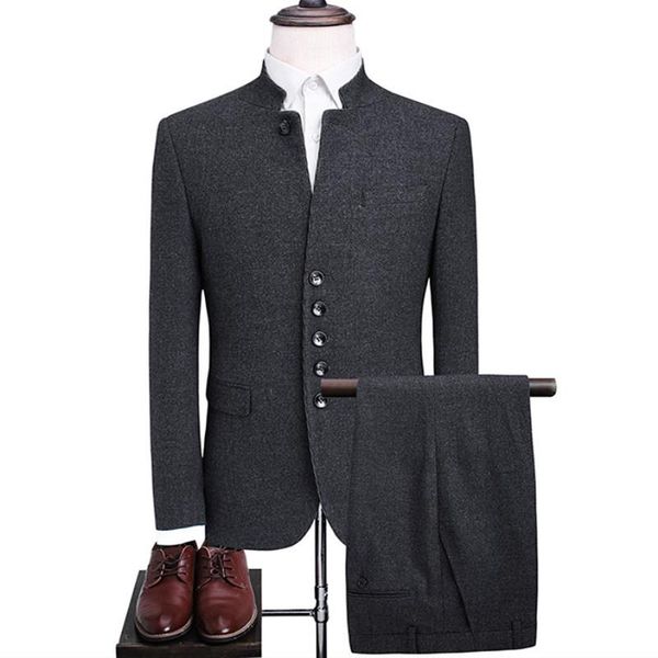 men's suits & blazers men winter chinese business casual wool fat high end stand crack two stuff sets jacket, White;black
men's suits & blazers men winter chinese business casual wool fat high end stand crack two stuff sets jacket, White;black