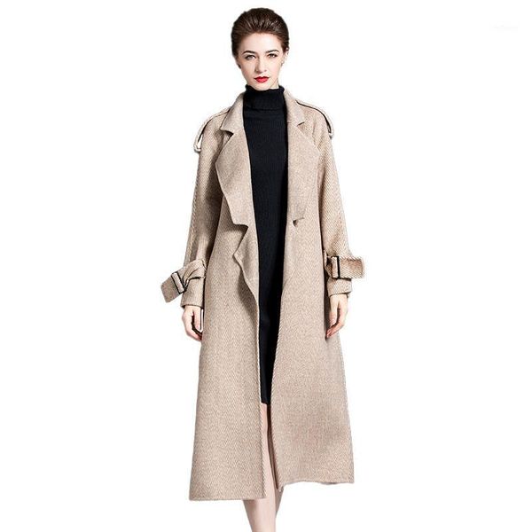 women's wool & blends fashion long coats lady autumn winter warm cashmere outwear oversize clothing trench coat s8737, Black
women's wool & blends fashion long coats lady autumn winter warm cashmere outwear oversize clothing trench coat s8737, Black