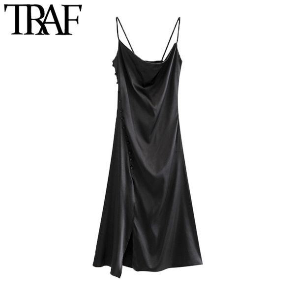 traf women chic fashion side buttons slit cozy midi dress vintage backless thin straps female dresses vestidos mujer 210409, Black;gray
traf women chic fashion side buttons slit cozy midi dress vintage backless thin straps female dresses vestidos mujer 210409, Black;gray