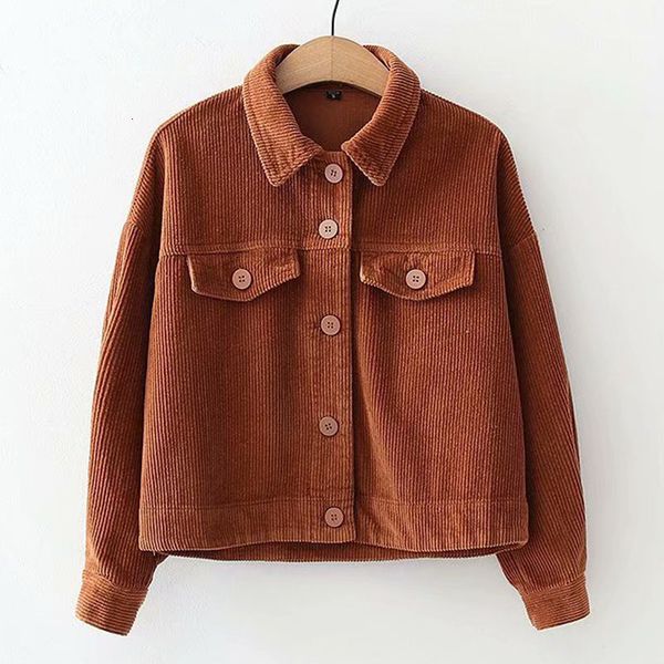 jackets lapel long sleeve fashion women's coat loose retro cropped jacket temperament corduroy chic female, Black;brown
jackets lapel long sleeve fashion women's coat loose retro cropped jacket temperament corduroy chic female, Black;brown