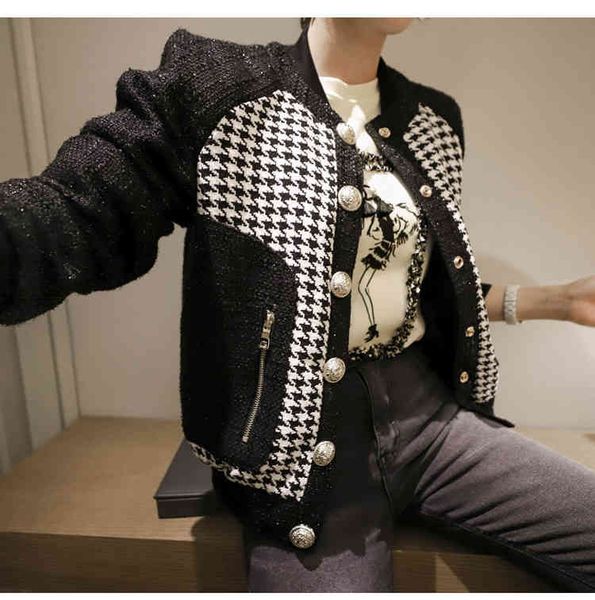 2021 black autumn winter houndstooth tweed coat women long sleeve single breasted korean elegant simple ladies casual jackets vestidos, Black;brown
2021 black autumn winter houndstooth tweed coat women long sleeve single breasted korean elegant simple ladies casual jackets vestidos, Black;brown
