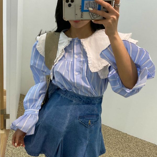 summer women white vacation casual traveling flare sleeve double-layer single breasted looses riped shirt 16w1014 210510
summer women white vacation casual traveling flare sleeve double-layer single breasted looses riped shirt 16w1014 210510