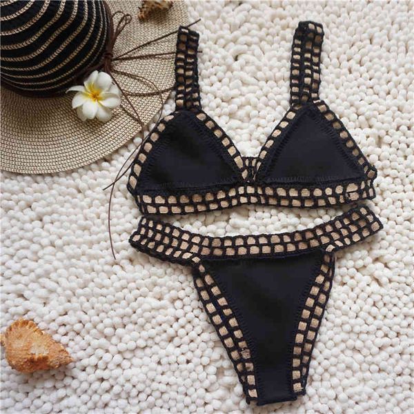 women's bikini swimwear beach crochet triangle, White;black
