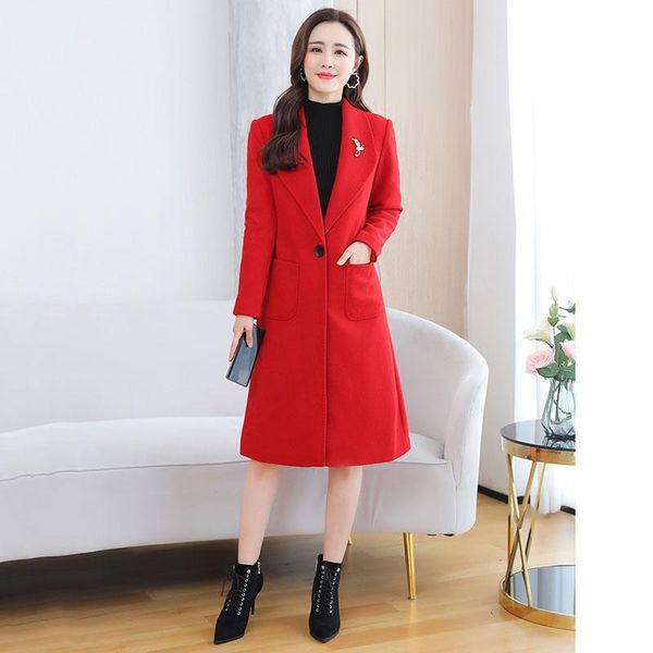 women's wool & blends woolen coat 2021 fashion autumn winter mid-length hepburn style thick korean female outwear mujer e400, Black
women's wool & blends woolen coat 2021 fashion autumn winter mid-length hepburn style thick korean female outwear mujer e400, Black