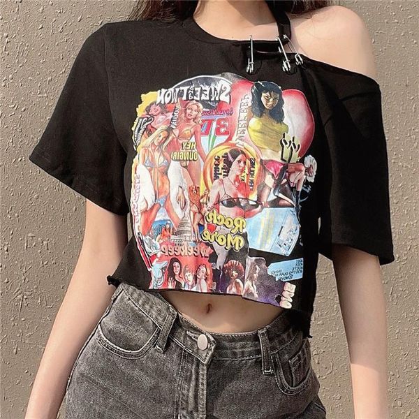 women's t-shirt cropped graphic t shirts for women y2k baby tee 2021 cartoon print metal irregular fashion all-match harajuku off shoul, White
women's t-shirt cropped graphic t shirts for women y2k baby tee 2021 cartoon print metal irregular fashion all-match harajuku off shoul, White