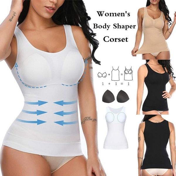 women's shapers women shapewear cami with built-in bra tummy control tank smoothing camisole removable pads slimming body shaper, Black;white
women's shapers women shapewear cami with built-in bra tummy control tank smoothing camisole removable pads slimming body shaper, Black;white