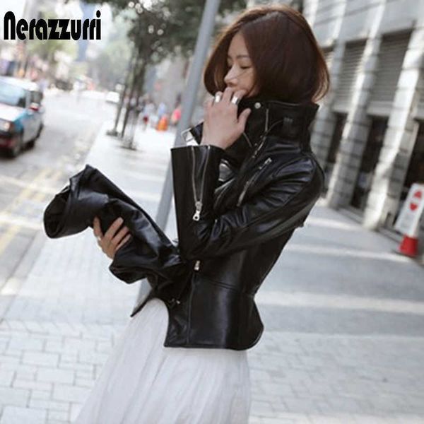 nerazzurri spring autumn black short soft faux leather biker jacket women long sleeve zipper motorcycle 210927
nerazzurri spring autumn black short soft faux leather biker jacket women long sleeve zipper motorcycle 210927