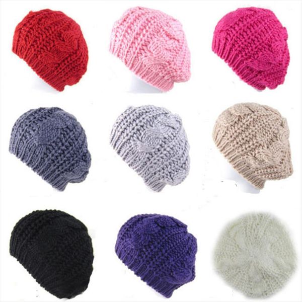 Womens Knit Baggy Beanie Hat Winter Warm Oversized Beret Mz003, Blue;gray