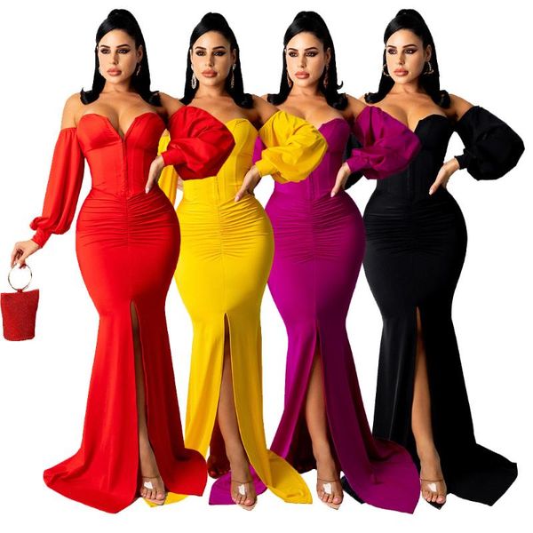 casual dresses 2021 women dress slash neck pulf sleeve solid color bodycon streetwear split party night for outfit, Black;gray
casual dresses 2021 women dress slash neck pulf sleeve solid color bodycon streetwear split party night for outfit, Black;gray