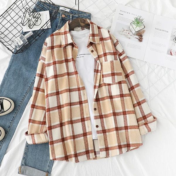 women's blouses & shirts women autumn and winter warm thick ladies plaid loose boyfriend style full sleeve coat, White
women's blouses & shirts women autumn and winter warm thick ladies plaid loose boyfriend style full sleeve coat, White