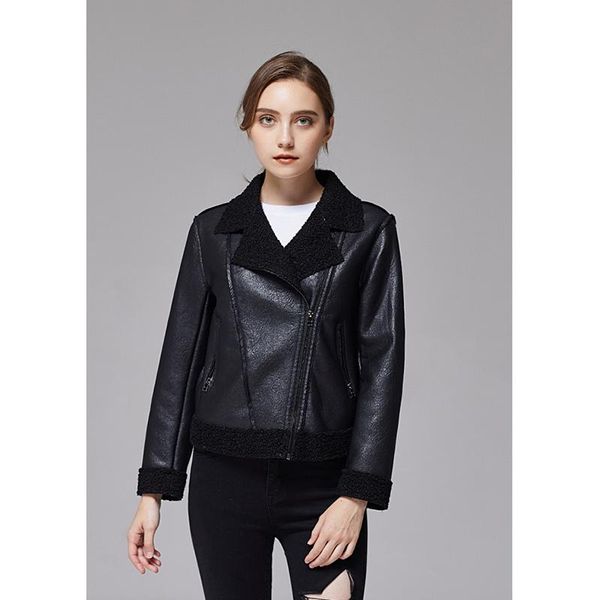women's leather & faux jacket women full sleeve turn-down collar loose pu coat 2021 autumn motorcycle jackets female ld2592, Black
women's leather & faux jacket women full sleeve turn-down collar loose pu coat 2021 autumn motorcycle jackets female ld2592, Black