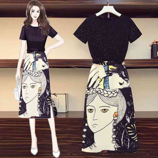 summer women abstract print skirt 2 piece set short sleeve black and high waist bodycon long skirt suits, Gray
summer women abstract print skirt 2 piece set short sleeve black and high waist bodycon long skirt suits, Gray