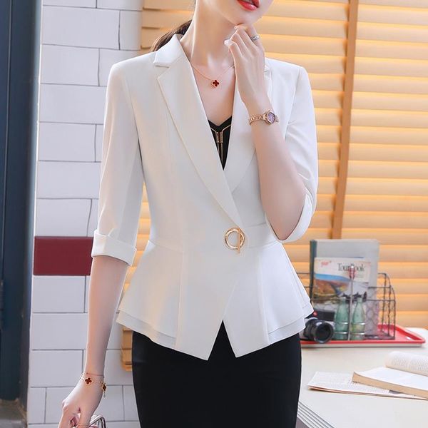 women's suits & blazers summer women 2021 fashion office wear basic small coat half sleeve slim female outerwear chic, White;black
women's suits & blazers summer women 2021 fashion office wear basic small coat half sleeve slim female outerwear chic, White;black