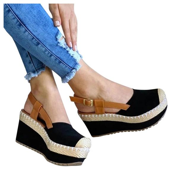 wedges slippers women sandals 2021 fashion casual straw shoes baotou buckle strap large heeled summer chaussons, Black
wedges slippers women sandals 2021 fashion casual straw shoes baotou buckle strap large heeled summer chaussons, Black