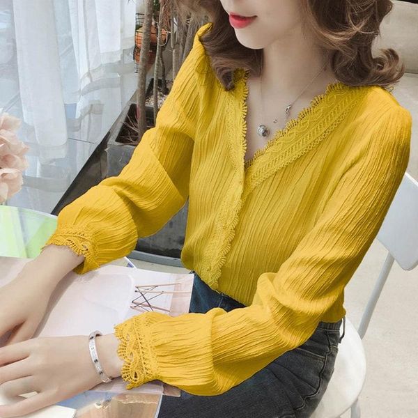 women's blouses & shirts elegant chiffon office spring summer women fashion v neck lace solid color blouse plus size female casual shi, White
women's blouses & shirts elegant chiffon office spring summer women fashion v neck lace solid color blouse plus size female casual shi, White