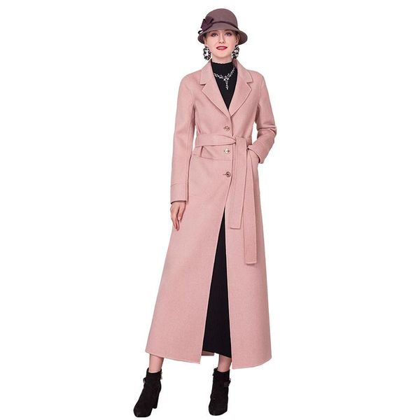 women's wool & blends european style coat pink fall winter turn down collar long sleeve outwear with belt big size dz2177, Black
women's wool & blends european style coat pink fall winter turn down collar long sleeve outwear with belt big size dz2177, Black