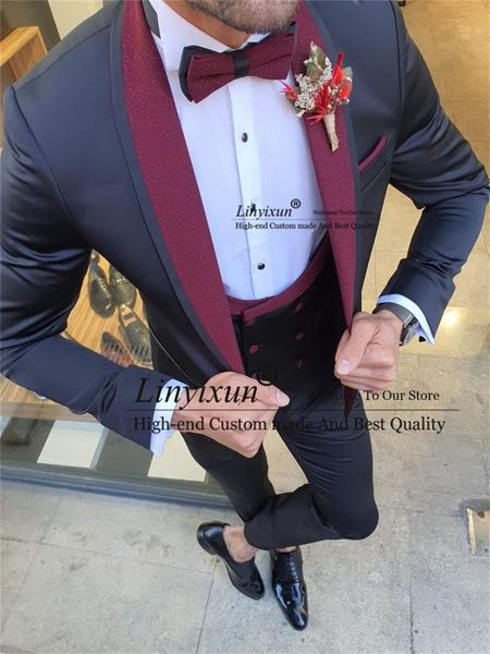 men's suits & blazers slim fit men suit for wedding burgundy velvet shawl lapel groom wear tuxedos groomsmen 3 pieces set fashion male, White;black
men's suits & blazers slim fit men suit for wedding burgundy velvet shawl lapel groom wear tuxedos groomsmen 3 pieces set fashion male, White;black