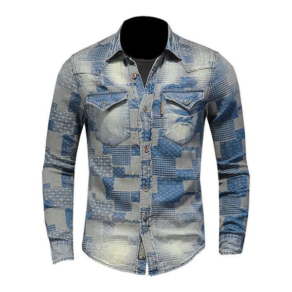 men's tracksuits lapel multi - pocket single breasted retro color art personality patch casual long sleeve denim shirt rlx4, Gray
men's tracksuits lapel multi - pocket single breasted retro color art personality patch casual long sleeve denim shirt rlx4, Gray
