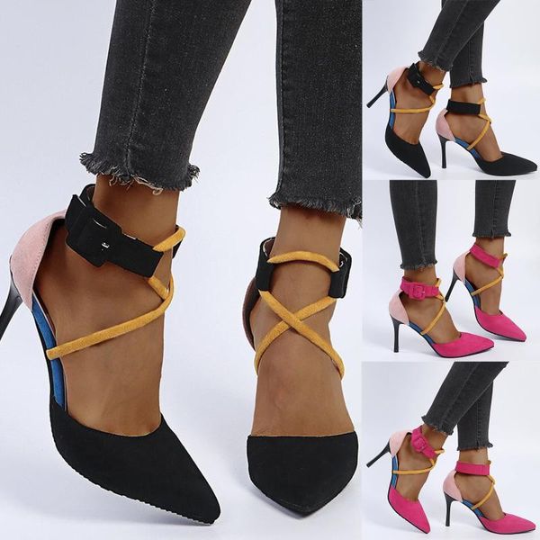 pointed toe high heels shoes fashion women's breathable buckle strap casual sandals women, Black
pointed toe high heels shoes fashion women's breathable buckle strap casual sandals women, Black
