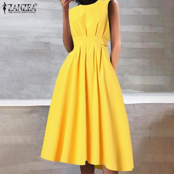 casual dresses stylish women sleeveless pleated mid-calf dress zanzea elegant summer sundress o neck solid work vestidos sarafans kaftan 7, Black;gray
casual dresses stylish women sleeveless pleated mid-calf dress zanzea elegant summer sundress o neck solid work vestidos sarafans kaftan 7, Black;gray