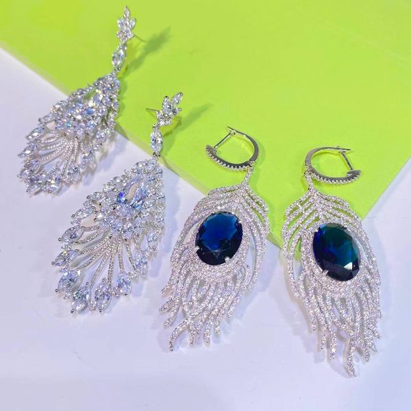 ladies blue jewelry feathery earrings charm cubic zirconia wedding pendant party accessories, White
ladies blue jewelry feathery earrings charm cubic zirconia wedding pendant party accessories, White