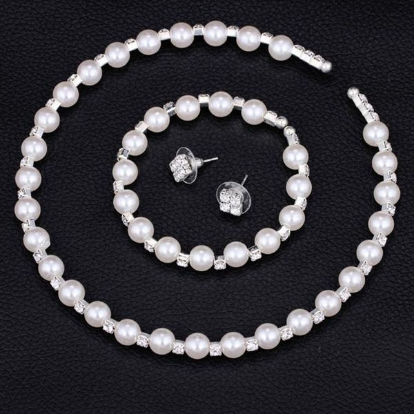 earrings & necklace fashion women simulated pearl crystal choker necklace+studs earrings+bracelet wedding bridal jewelry set c66, Silver
earrings & necklace fashion women simulated pearl crystal choker necklace+studs earrings+bracelet wedding bridal jewelry set c66, Silver