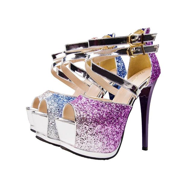 dress shoes european style women's fashion glitter wedding high heels platform female pumps gradient color bling sandals, Black
dress shoes european style women's fashion glitter wedding high heels platform female pumps gradient color bling sandals, Black