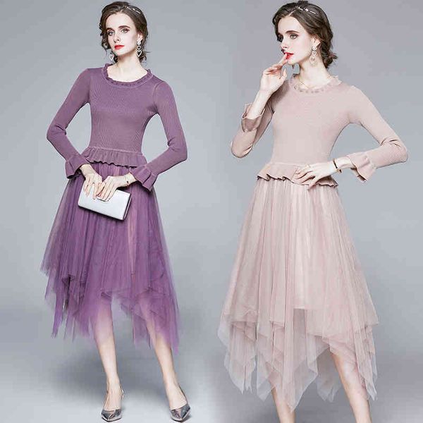 dresses elegant knitted sweater flare sleeve pullover mesh patchwork women tulles sweet casual one-piece long, Black;gray
dresses elegant knitted sweater flare sleeve pullover mesh patchwork women tulles sweet casual one-piece long, Black;gray