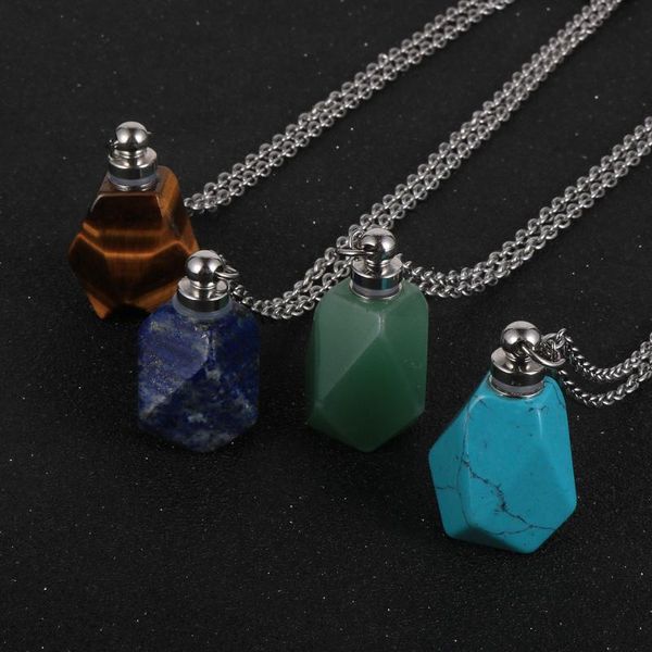natural gems stone essential oil diffuser perfume bottle pendant necklace stainless steel o chain fashion men women jewelry necklaces, Silver
natural gems stone essential oil diffuser perfume bottle pendant necklace stainless steel o chain fashion men women jewelry necklaces, Silver