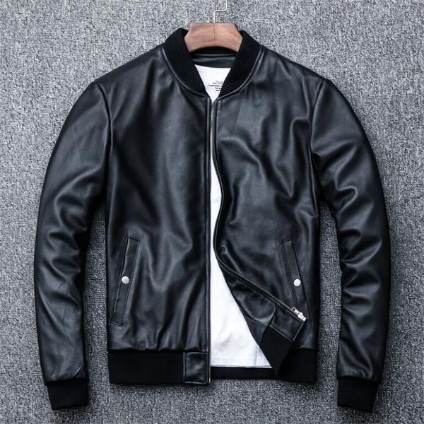 men's leather & faux 100% real natural sheepskin jacket 2021 spring autumn streetwear genuine fashion casual baseball collar soft moto, Black
men's leather & faux 100% real natural sheepskin jacket 2021 spring autumn streetwear genuine fashion casual baseball collar soft moto, Black