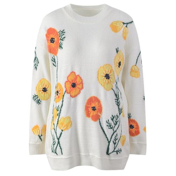 women's sweaters vintage women pullovers o-neck loose knit floral embroidery white jumper jersey casual streetwear fashion korean, White;black
women's sweaters vintage women pullovers o-neck loose knit floral embroidery white jumper jersey casual streetwear fashion korean, White;black