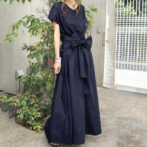 casual dresses summer back bow sashes solid long dress simple aesthetic v neck a-line for women elegant retro temperament, Black;gray
casual dresses summer back bow sashes solid long dress simple aesthetic v neck a-line for women elegant retro temperament, Black;gray