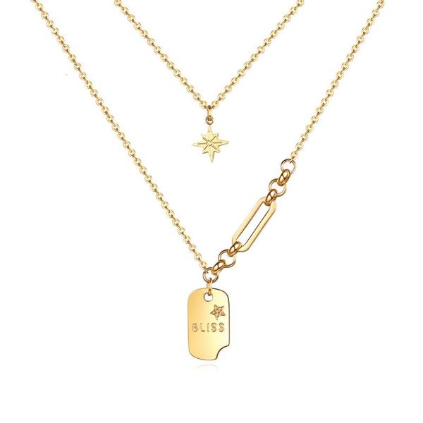 pendant necklaces jewelry on the neck titanium steel gold double layer stitching necklace gifts for women friends, Silver
pendant necklaces jewelry on the neck titanium steel gold double layer stitching necklace gifts for women friends, Silver