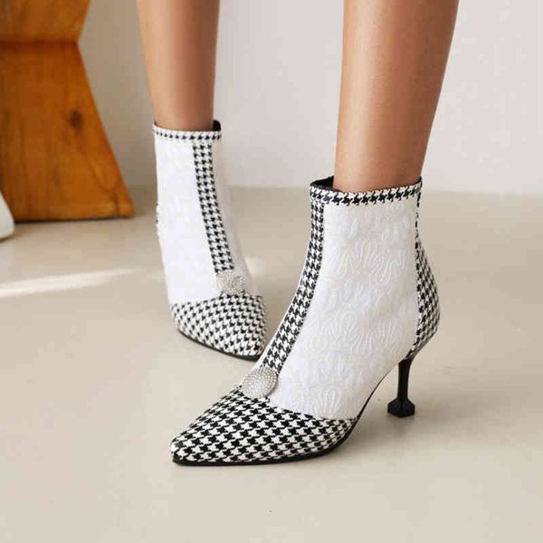 dress shoes ochanmeb stiletto thin high heels ankle boots women plaid houndstooth mixed-color pointed toe booties ladies large size 47 5tro, Black
dress shoes ochanmeb stiletto thin high heels ankle boots women plaid houndstooth mixed-color pointed toe booties ladies large size 47 5tro, Black