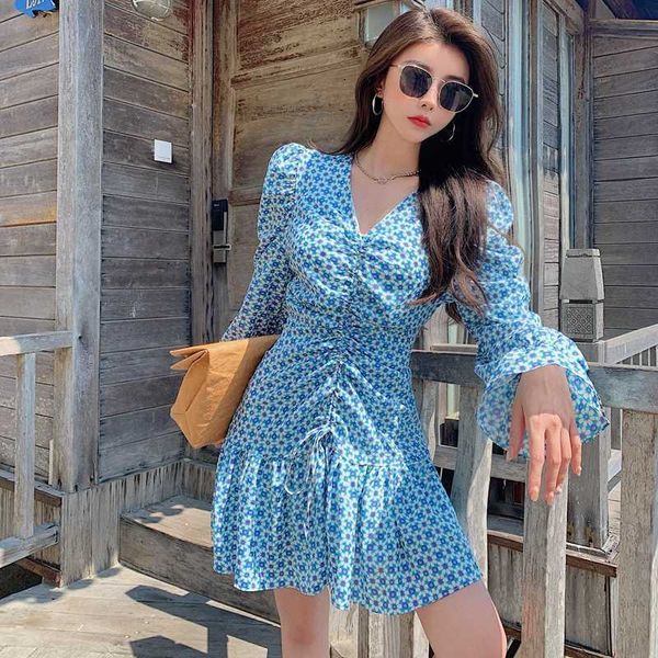 chic puff sleeve women dress clothing korean style mini es summer fashion print drawstring slim elegant vestidos 210529, Black;gray
chic puff sleeve women dress clothing korean style mini es summer fashion print drawstring slim elegant vestidos 210529, Black;gray