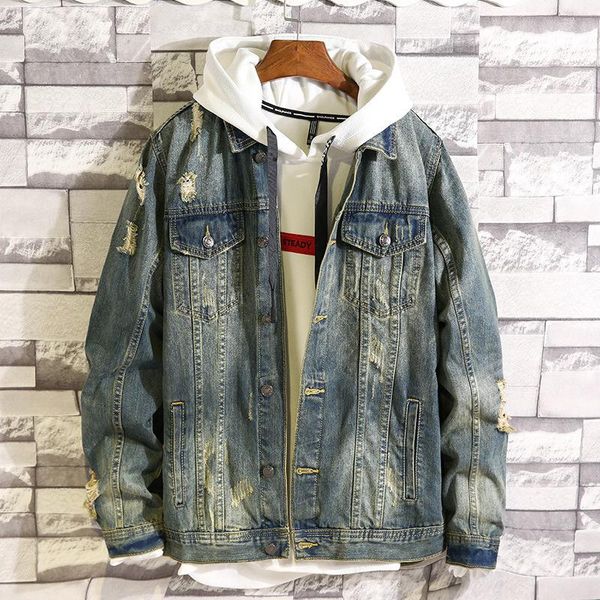 men's jackets spring streetwear trend personality soft slim fit hole denim hip hop korean version casual loose clothes coats, Black;brown
men's jackets spring streetwear trend personality soft slim fit hole denim hip hop korean version casual loose clothes coats, Black;brown
