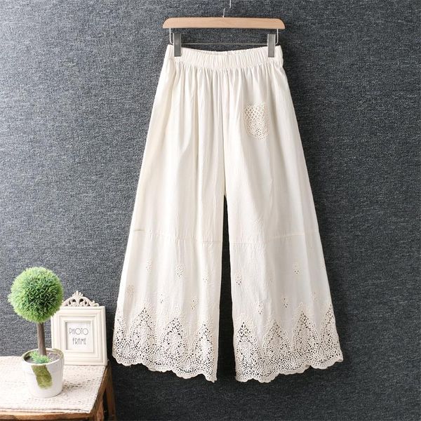 women's pants & capris summer sweet elastic waist water soluble embroidery loose cotton and linen wide-legged ht2060, Black;white
women's pants & capris summer sweet elastic waist water soluble embroidery loose cotton and linen wide-legged ht2060, Black;white