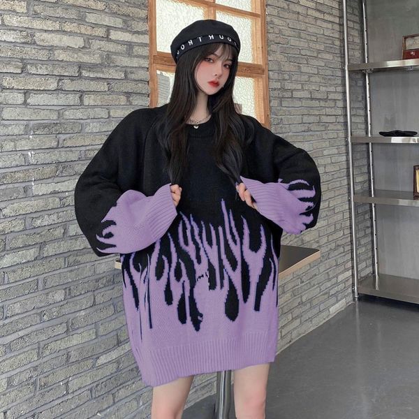 autumn and winter fashion women sweaters flame pattern loose long sleeve, White;black
autumn and winter fashion women sweaters flame pattern loose long sleeve, White;black